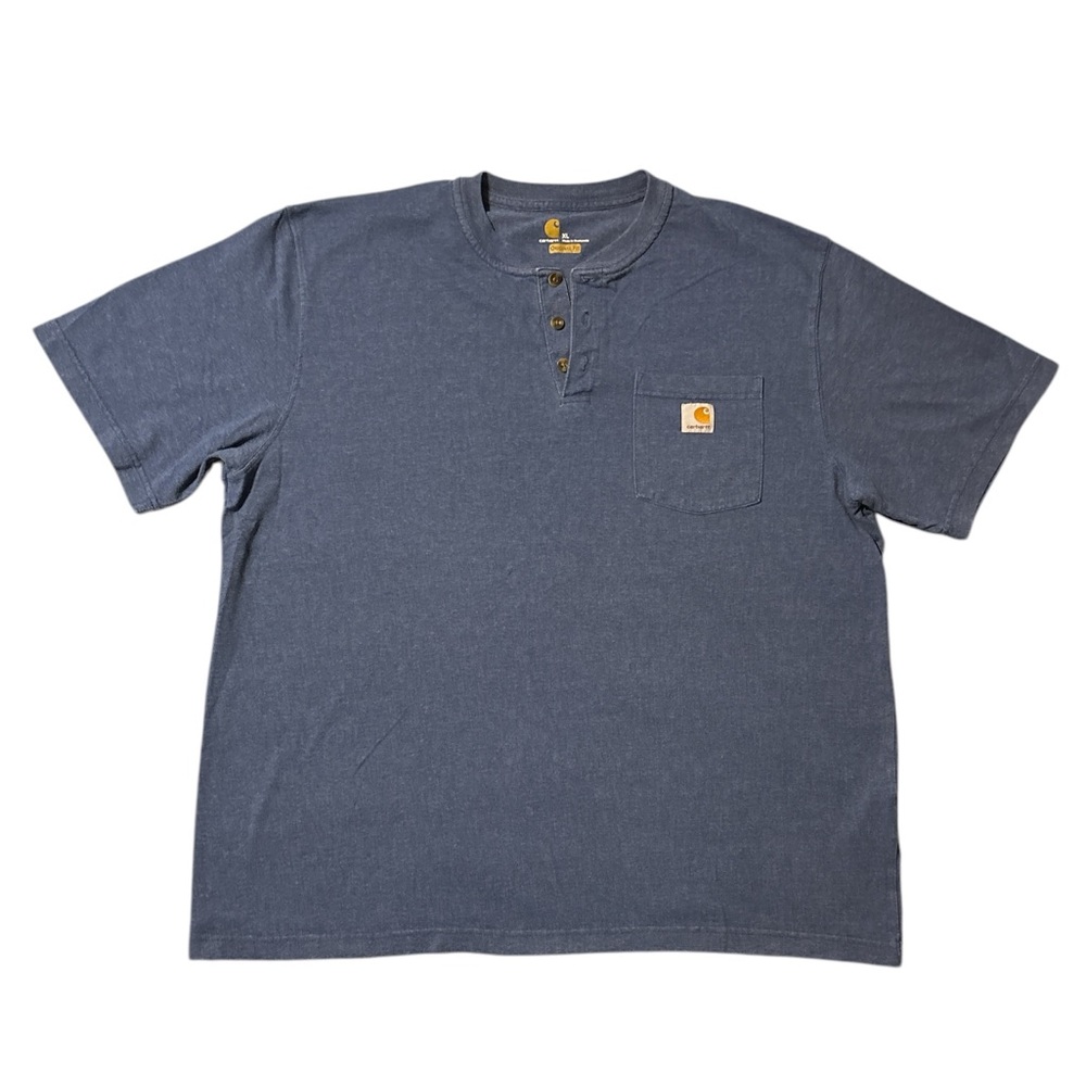 Carhartt Slate Blue Short-Sleeve Henley Pocket Tee